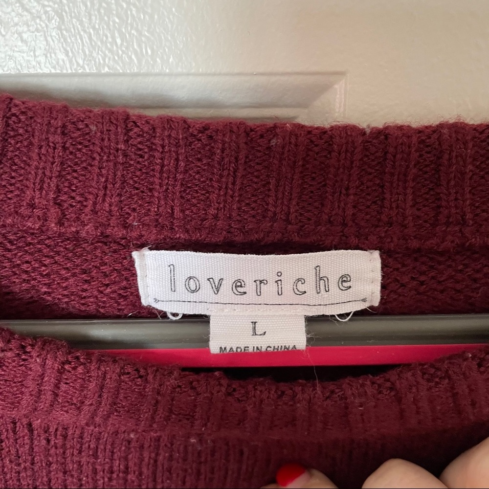 Maroon Open Shoulder Sweater - Picture 2 of 3